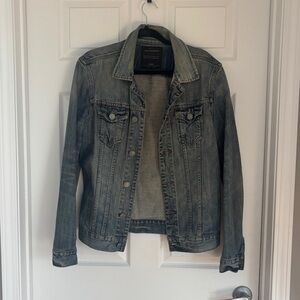 AllSaints Men’s Faded Blue Jean Jacket, Large